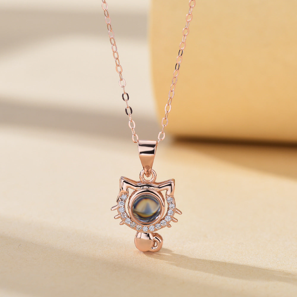 I Love Your Cat Photo Customized Projection Necklace