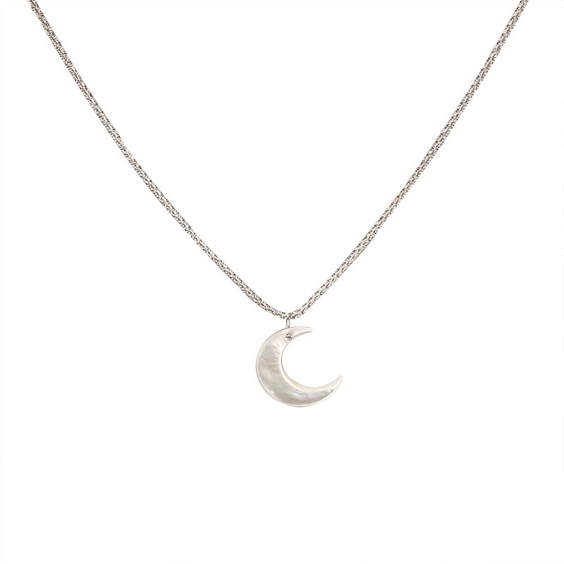 Moon Shell Zircon Thin Necklace Women Summer