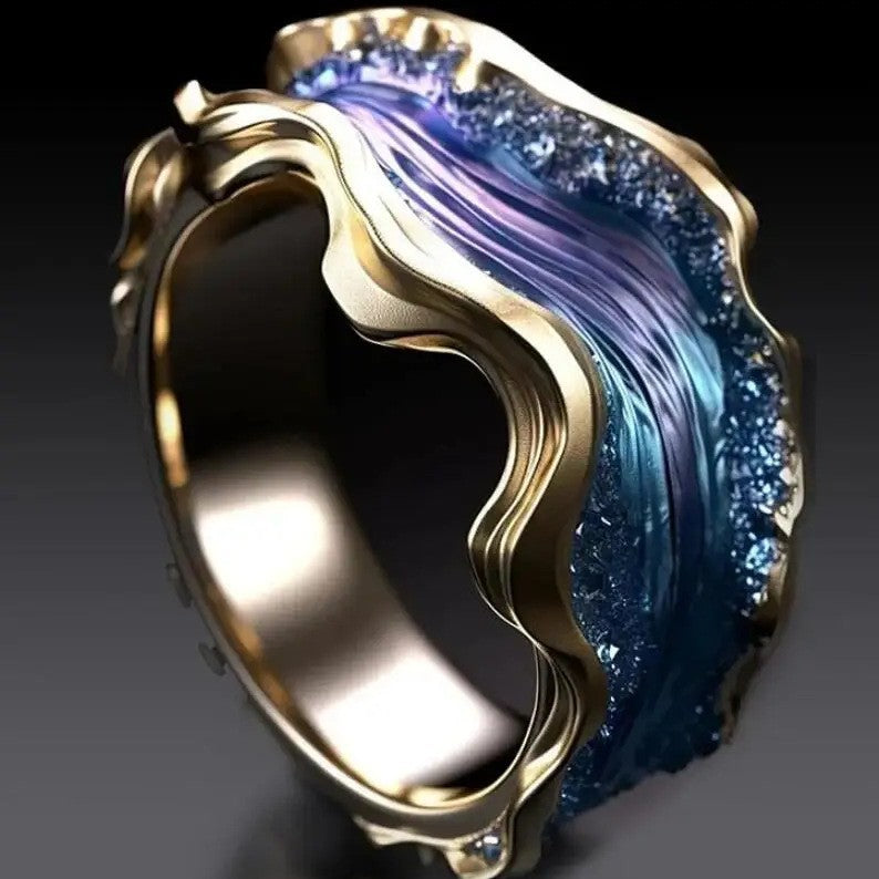 Lunar Drop Diamond Inlaid High-end Ring