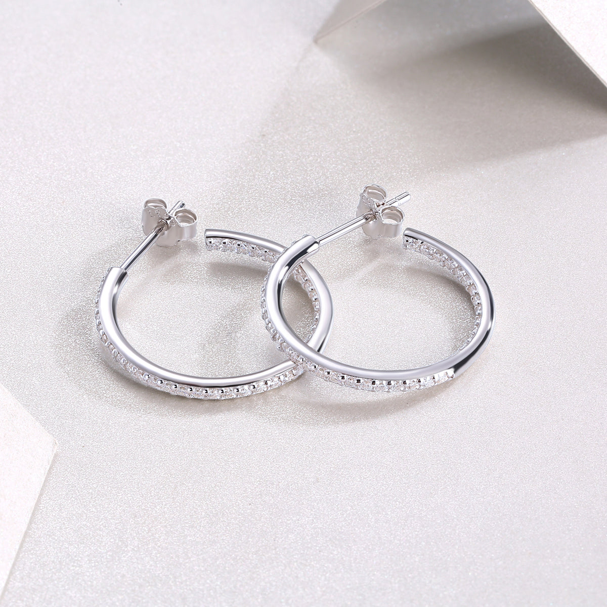 Top-quality Cosmical Moissanite, Silver And Platinum-plated Stud Earrings