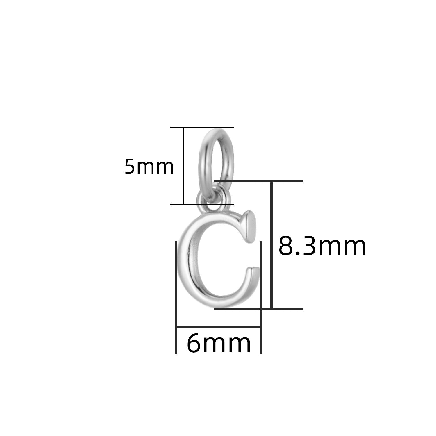 S925 Sterling Silver Minimalist Niche 26 Letter Smooth Pendant