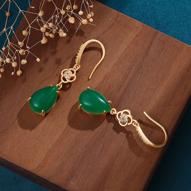 Aurora green and gold earrings