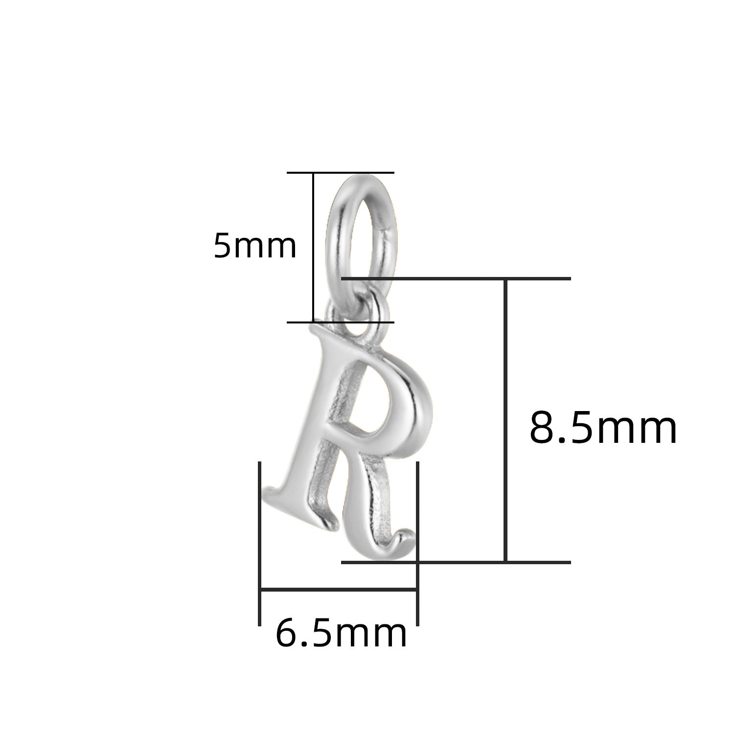 S925 Sterling Silver Minimalist Niche 26 Letter Smooth Pendant