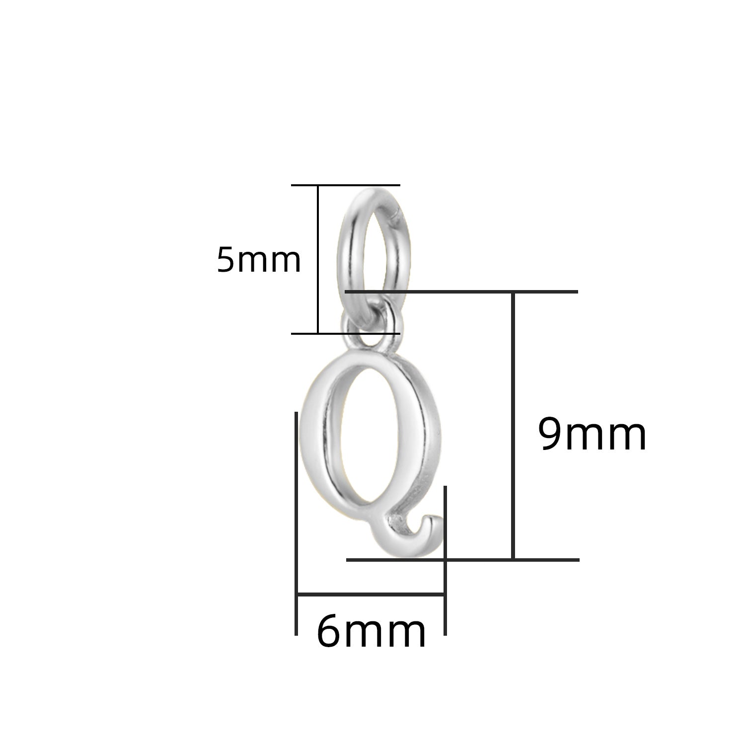 S925 Sterling Silver Minimalist Niche 26 Letter Smooth Pendant