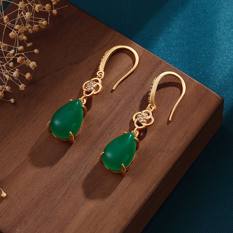 Aurora green and gold earrings