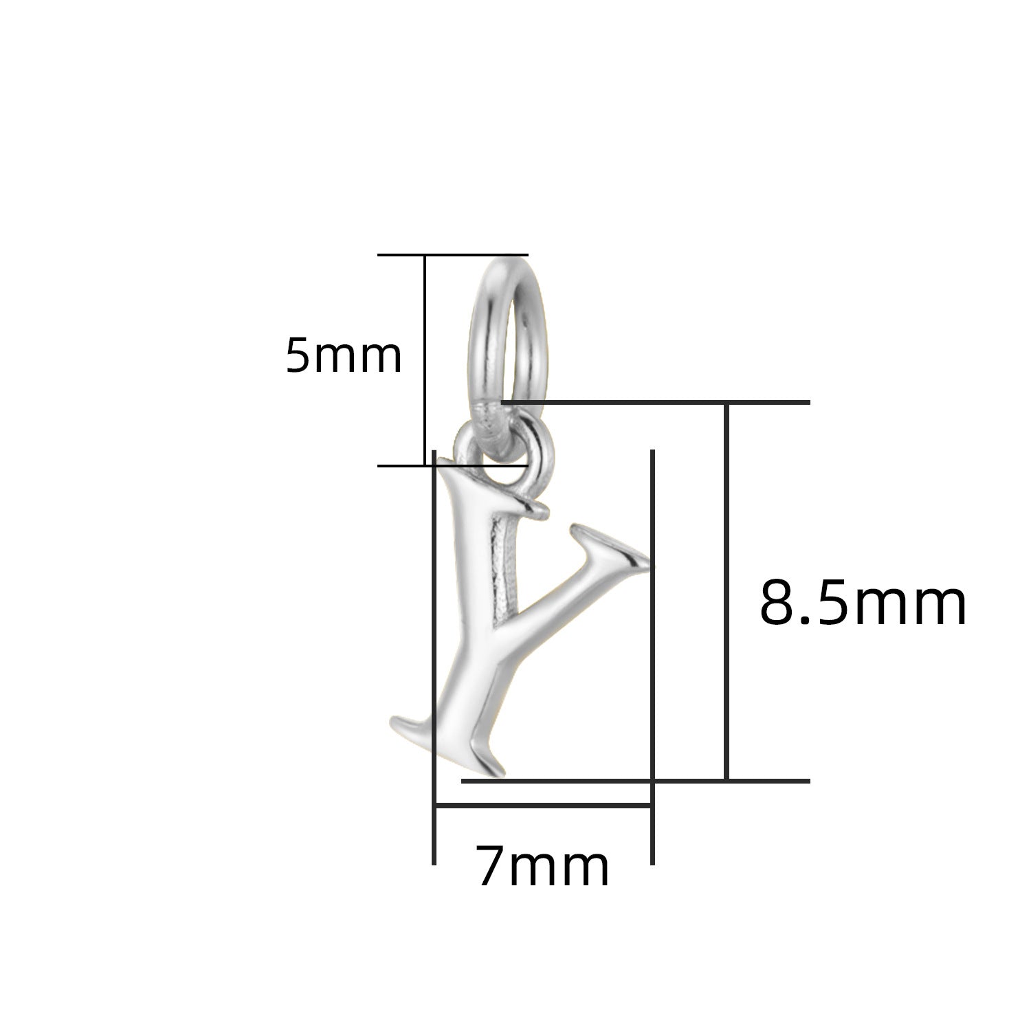 S925 Sterling Silver Minimalist Niche 26 Letter Smooth Pendant