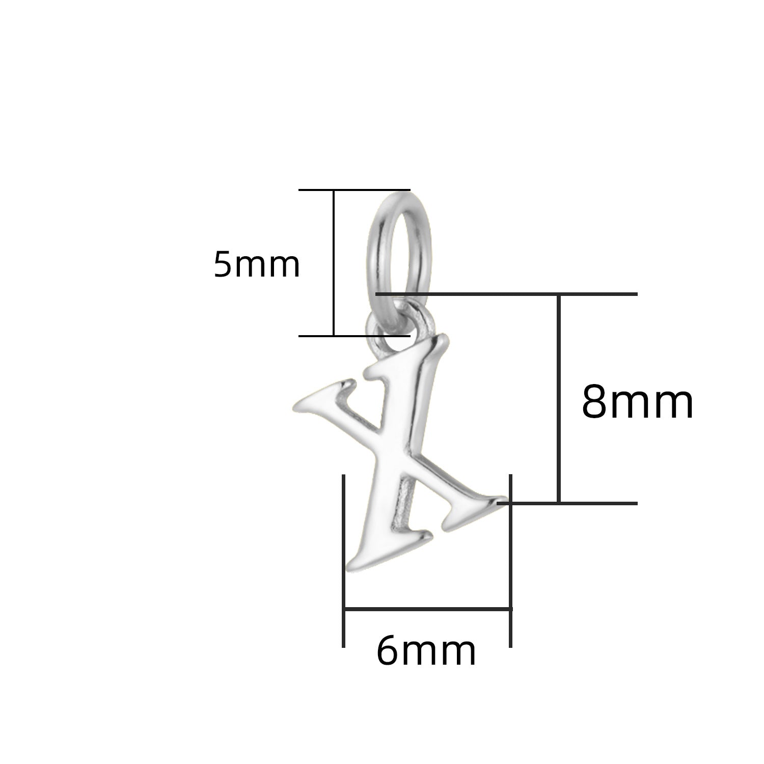 S925 Sterling Silver Minimalist Niche 26 Letter Smooth Pendant