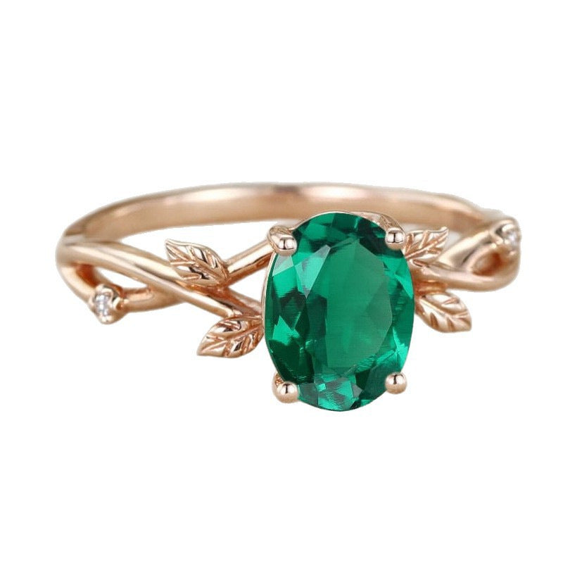 Aurora Green Emerald Leaf Ring