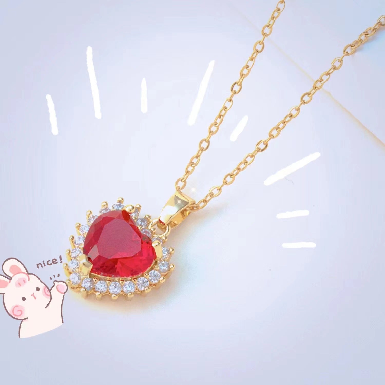 Radiant Ruby Heart Necklace