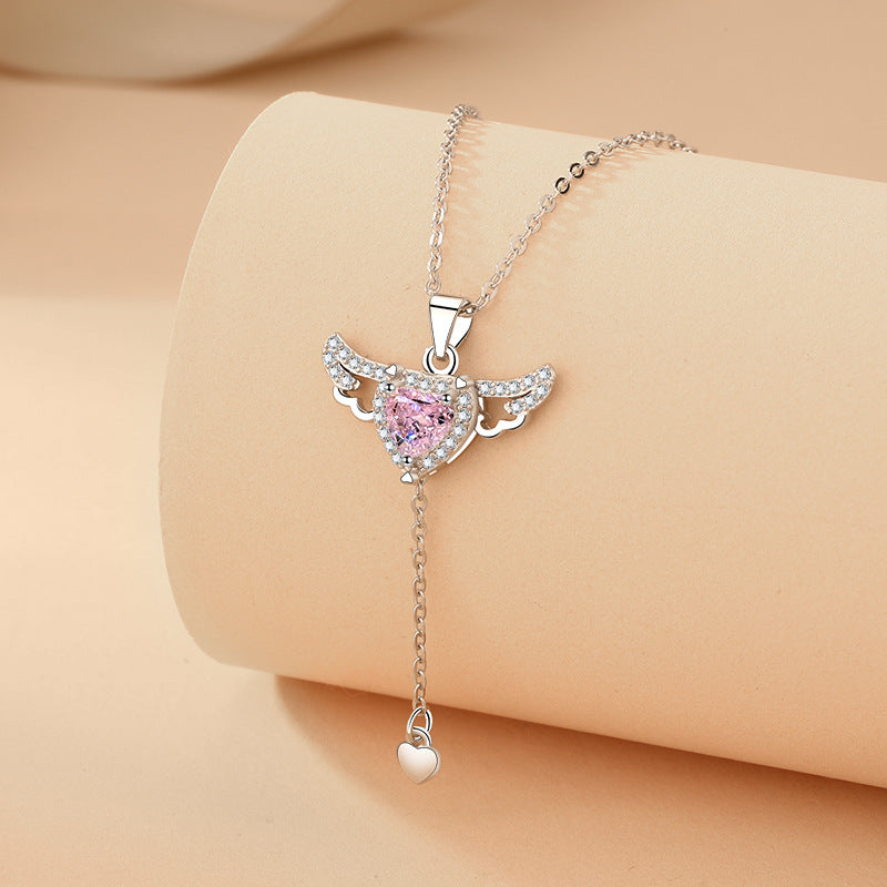 Royal Cupid Heart Angel Wings Necklace