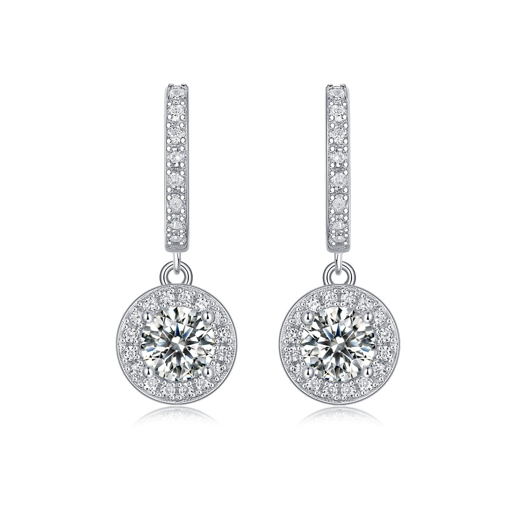 Beautiful Top-quality Moissanite S925 Silver And Platinum-plated Earrings, A