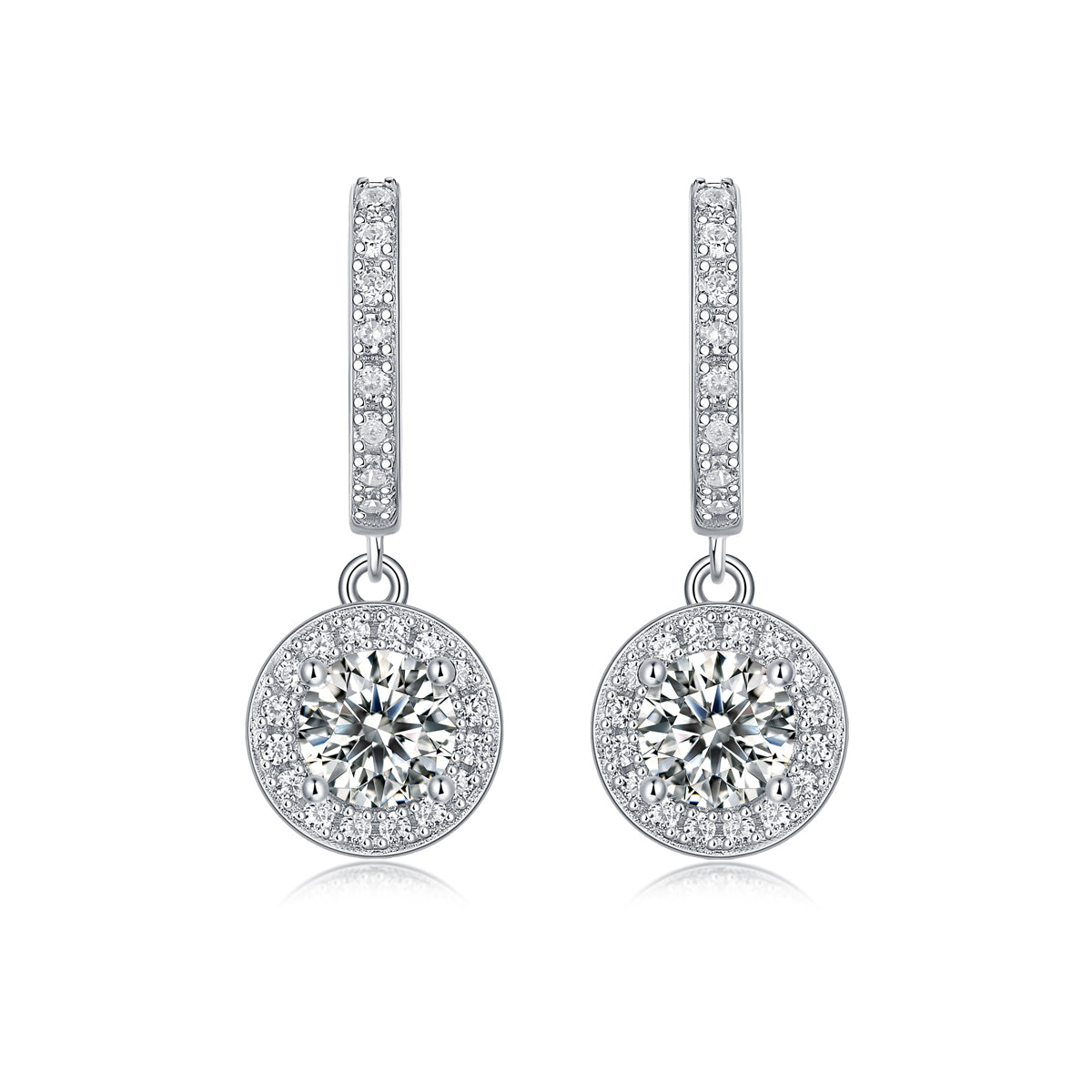 Beautiful Top-quality Moissanite S925 Silver And Platinum-plated Earrings, A
