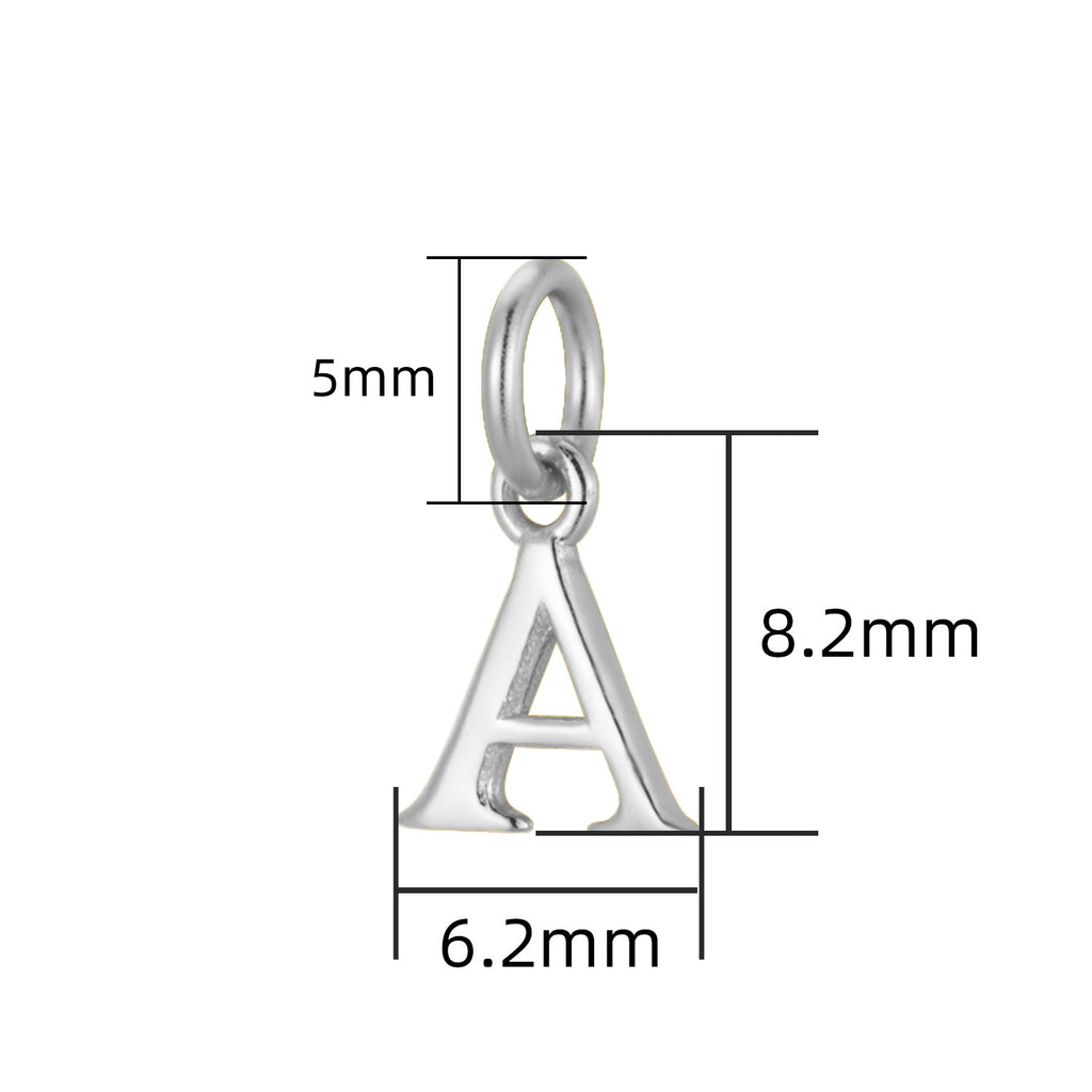 S925 Sterling Silver Minimalist Niche 26 Letter Smooth Pendant