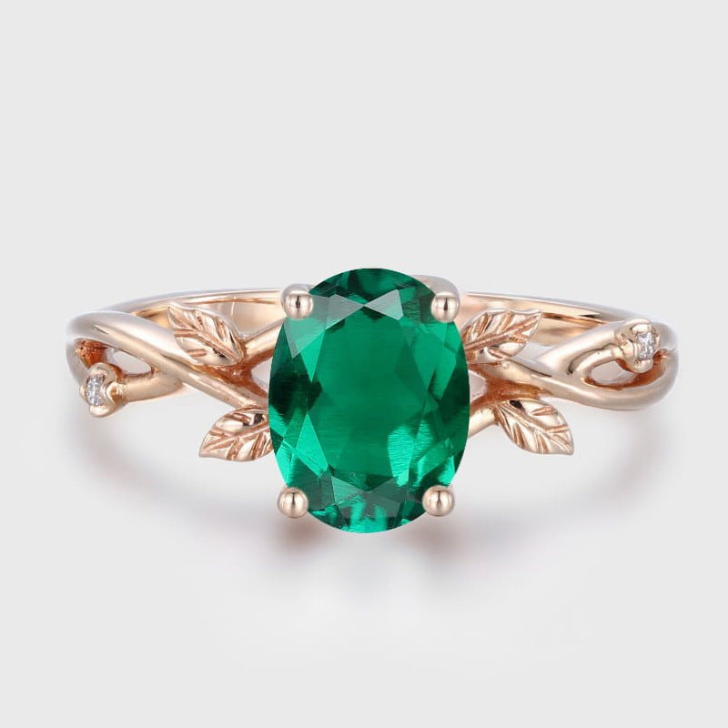 Aurora Green Emerald Leaf Ring