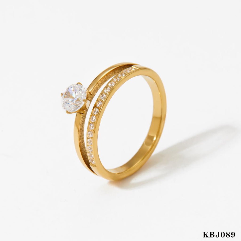 Fashion Stainless Steel CNC Inlaid Diamond Ring