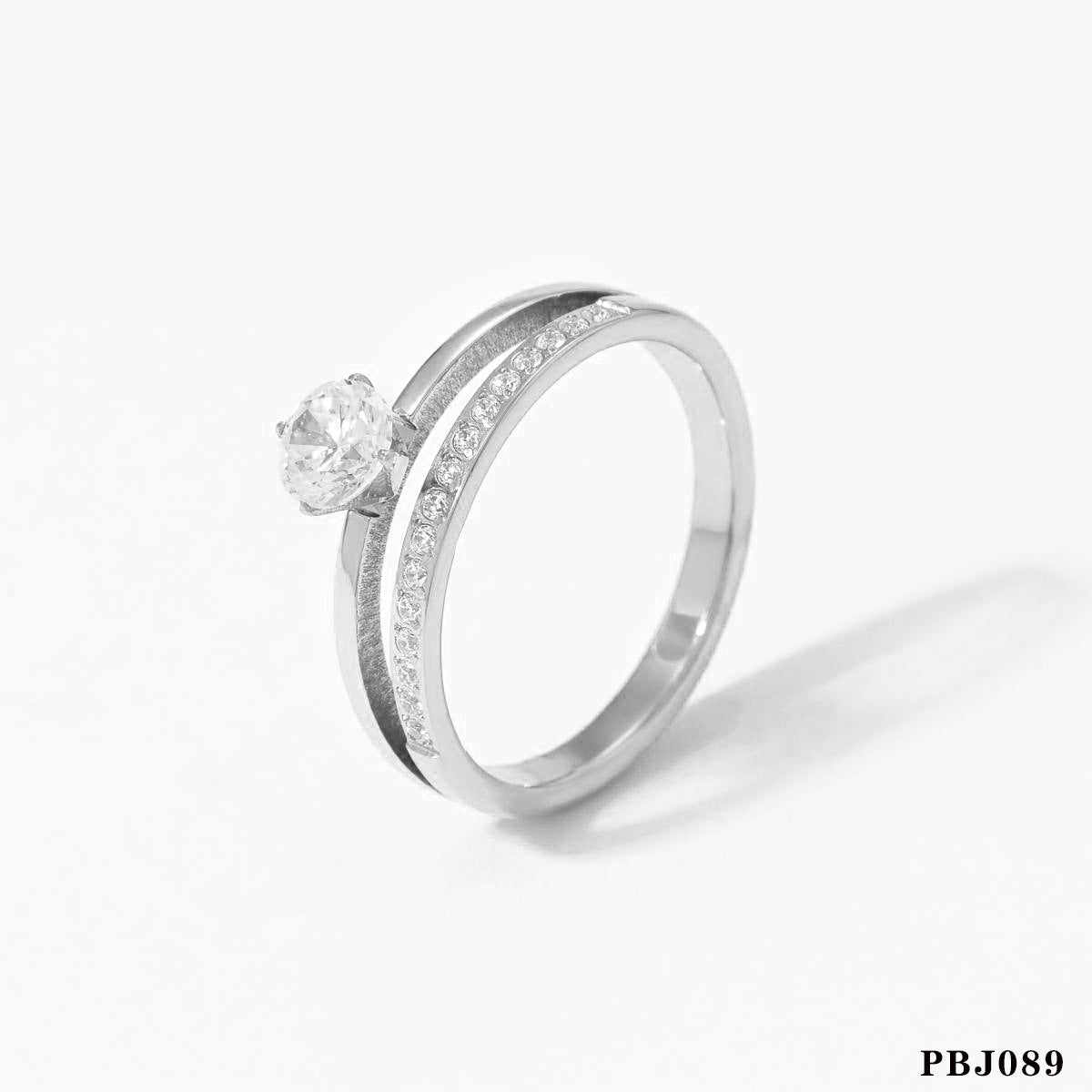 Fashion Stainless Steel CNC Inlaid Diamond Ring