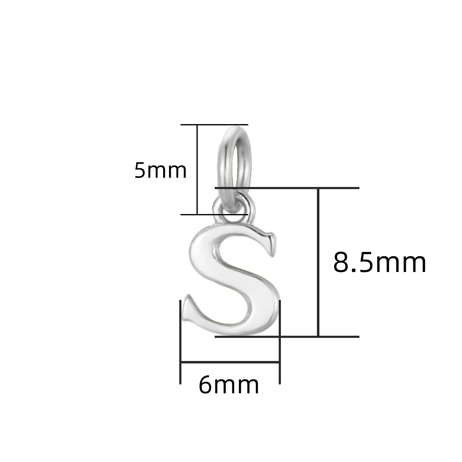 S925 Sterling Silver Minimalist Niche 26 Letter Smooth Pendant