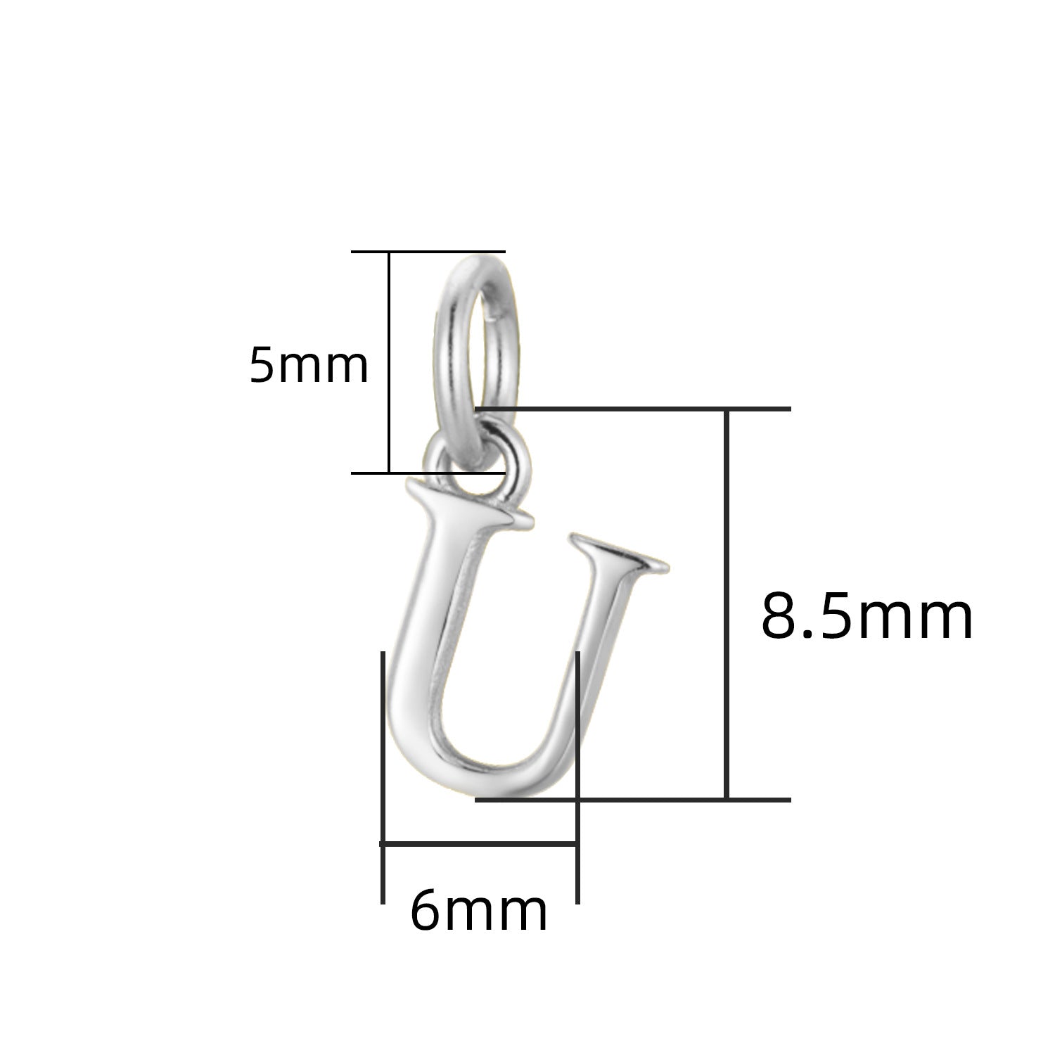 S925 Sterling Silver Minimalist Niche 26 Letter Smooth Pendant