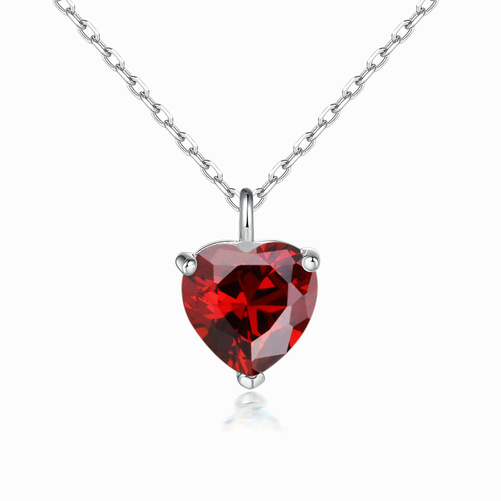 Simple Heart-shaped Zircon Pendant Necklace Versatile