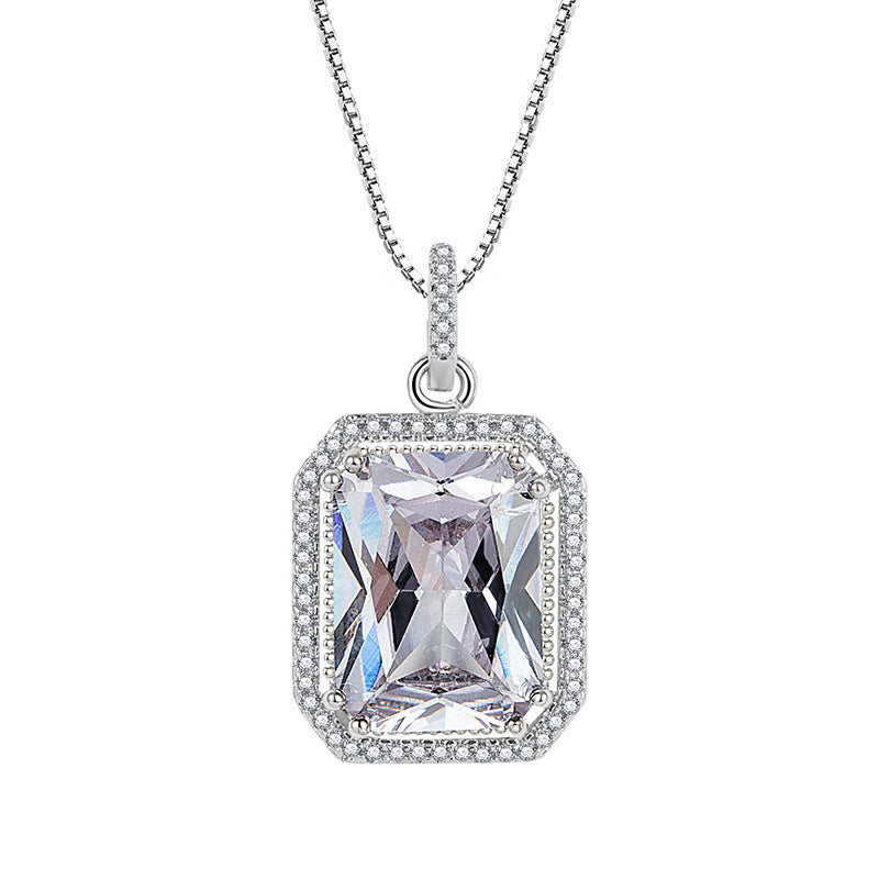 High-end Luxury Elegant Princess Rectangular Zircon Necklace