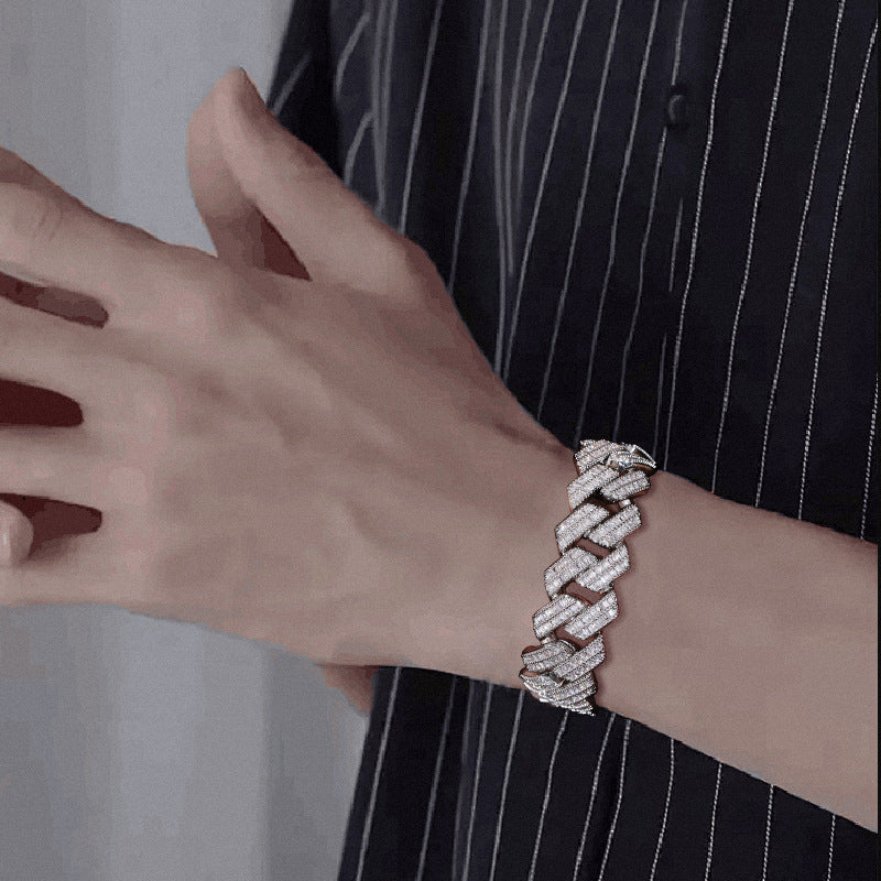 Zircon Rhombic Cuban Bracelet Men