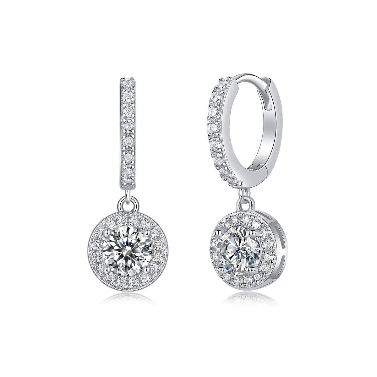 Beautiful Top-quality Moissanite S925 Silver And Platinum-plated Earrings, A