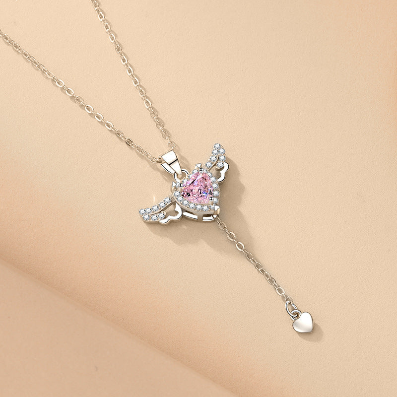 Royal Cupid Heart Angel Wings Necklace