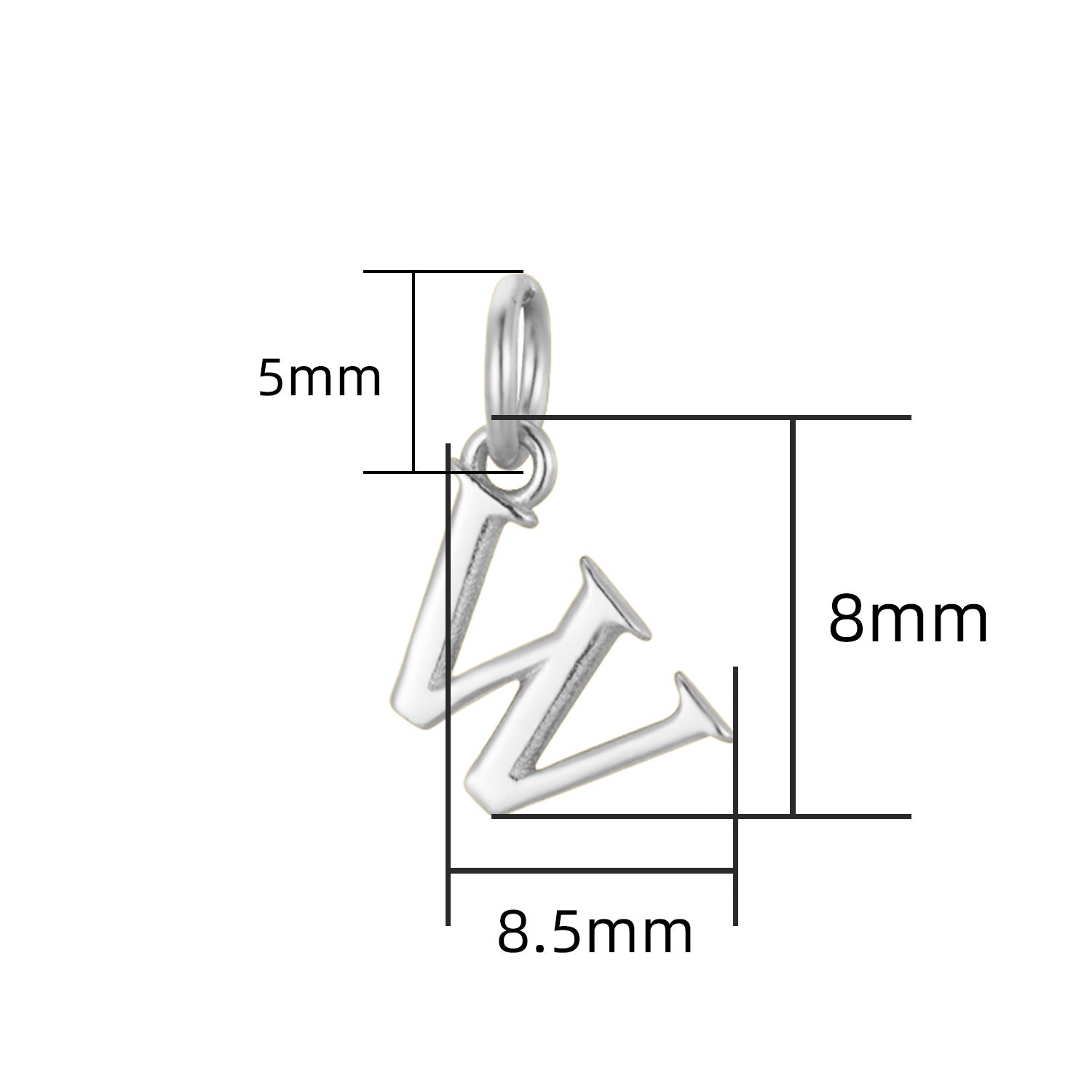 S925 Sterling Silver Minimalist Niche 26 Letter Smooth Pendant