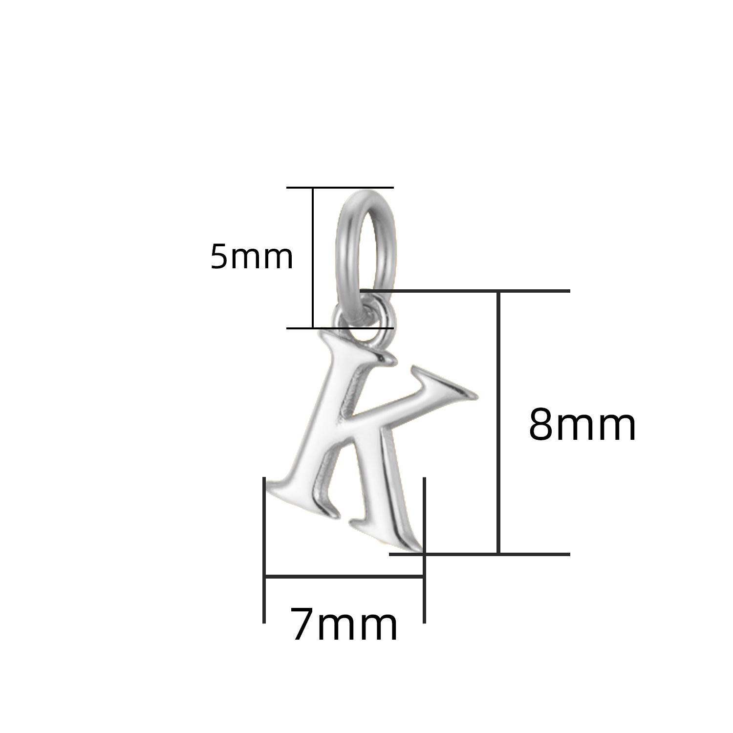 S925 Sterling Silver Minimalist Niche 26 Letter Smooth Pendant